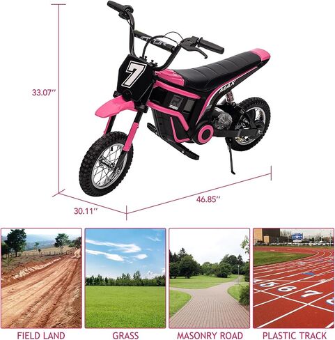 24V Electric Dirt Bike for Kids 8-14, Kids Motorcycle Electric Bike Motor Bike with Authentic Motocross Dirt Bikes Geometry, Rear-Wheel Drive, High-Torque, Kids Electric Dirt Bike Pink in Saudi Arabia