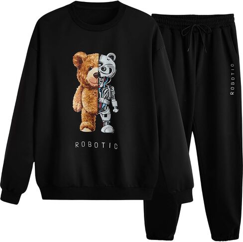 GORGLITTER Men's 2 Piece Sweatsuits Bear Graphic Long Sleeve Sweatshirts Sweatpants Set Track Suits in Saudi Arabia