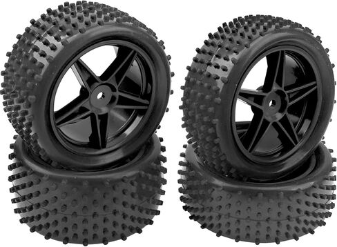 4Pack HIRCQOO OD 88mm/3.46" Front & Rear Rubber Plastic Wheel Rims Tires 12mm Hex Hub Compatible with Redcat Tornado Shockwave HPI HSP ExceedRC Kyosho 1/10 Scale Off Road Buggy (Black) in Saudi Arabia
