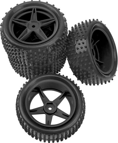 4Pack HIRCQOO OD 88mm/3.46" Front & Rear Rubber Plastic Wheel Rims Tires 12mm Hex Hub Compatible with Redcat Tornado Shockwave HPI HSP ExceedRC Kyosho 1/10 Scale Off Road Buggy (Black) in Saudi Arabia