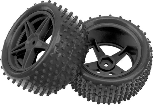 4Pack HIRCQOO OD 88mm/3.46" Front & Rear Rubber Plastic Wheel Rims Tires 12mm Hex Hub Compatible with Redcat Tornado Shockwave HPI HSP ExceedRC Kyosho 1/10 Scale Off Road Buggy (Black) in Saudi Arabia