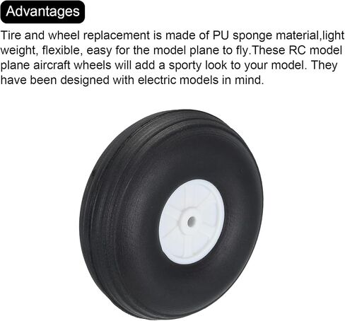MECCANIXITY RC Airplane Wheels 1.77" OD RC Airplane,Aircraft PU Sponge Wheels,Tire Tail Wheel RC Aircraft Foam Wheel Replacement for DIY RC Model Plane Aircraft Pack of 6 in Saudi Arabia