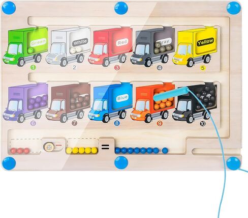 Magnetic Color and Number Maze - Montessori Toys for Boys & Girls Age 3 4 5 7 Years Old, Wooden Matching Learning Counting Puzzle Activity Busy Board, Gifts for Sensory Activities Preschool Toddlers in Kuwait