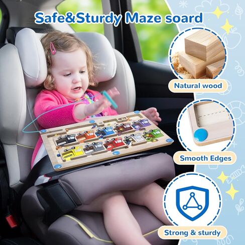 Magnetic Color and Number Maze - Montessori Toys for Boys & Girls Age 3 4 5 7 Years Old, Wooden Matching Learning Counting Puzzle Activity Busy Board, Gifts for Sensory Activities Preschool Toddlers in Kuwait