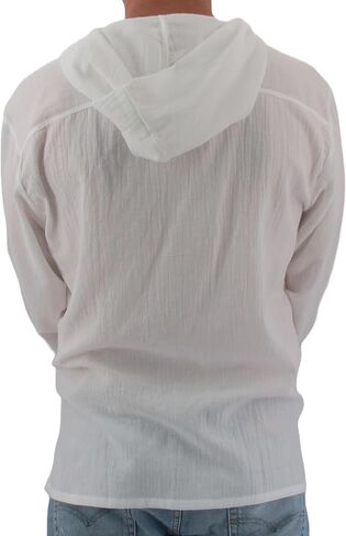 Men's Hoodie Button Down Hippie Shirts Beach 100% Soft Cotton Top Yoga Shirt in Kuwait