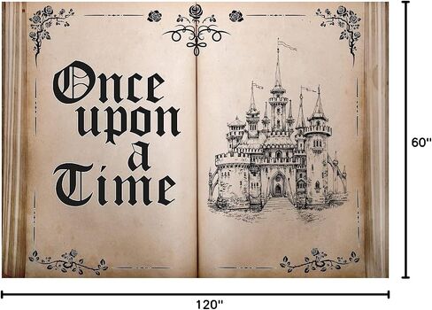 LYCGS 7X5FT Fairy Tale Books Backdrop Once Upon a Time Backdrop Ancient Castle Princess Romantic Photo Background Book Themed Party Background Wedding Birthday Party Decorations Banner X-43 in Saudi Arabia
