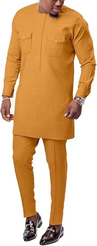 ملابس رجالية أفريقية مكونة من قطعتين طقم قميص وسروال نيجيري داشيكي بدلة بزي ملابس in Kuwait