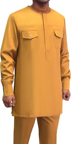 ملابس رجالية أفريقية مكونة من قطعتين طقم قميص وسروال نيجيري داشيكي بدلة بزي ملابس in Kuwait