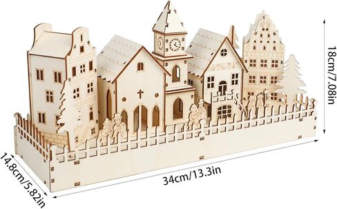 CCINEE Pre-Lit Christmas Village House LED Wooden Christmas Scene House with Lights Battery Operated Luminous Farmhouse Christmas Desktop Decoration for Xmas Party Tabletop Mantle Decor in Saudi Arabia