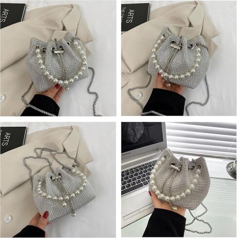 VONCOSS Chic Rhinestone Purse for Women Sparkly Clutch Evening Bag Glitter Mini Handbags Bling Hobo for Wedding Party Club in Kuwait