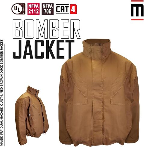 Magid Glove & Safety Men's Magid Fr Dual-Hazard Quilt-Lined Duck Bomber Jacket in Saudi Arabia