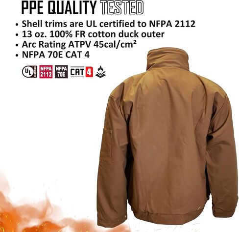 Magid Glove & Safety Men's Magid Fr Dual-Hazard Quilt-Lined Duck Bomber Jacket in Saudi Arabia