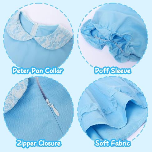 Women's Halloween Twin Costumes Blue Puff Sleeve Lolita Dress and Knee High Socks Creepy Sisters Cosplay Outfits in Saudi Arabia