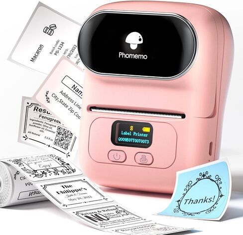 طابعة ملصقات الباركود Memoqueen M110، صانع ملصقات محمول لبطاقة الأسعار والشعار والعنوان والبريد والمنزل والمكتب والشركات الصغيرة، متوافقة مع الهواتف وأجهزة الكمبيوتر الشخصية باللون البرتقالي in Kuwait