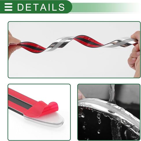 Motoforti Universal Car Door Guard Protector Rearview Mirror Side Door Bumper Door Protection, Anti-scratch Collision, ABS, Silver Tone, 4 Pcs in Saudi Arabia
