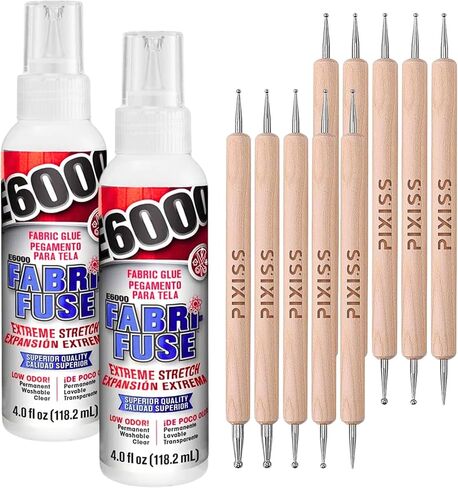 E6000 Fabri-Fuse Fabric Adhesive Glue (4-Ounce), for Rhinestones, Gems, 5-Pack Pixiss Wooden Handle Stylus Applicator Pens in Kuwait