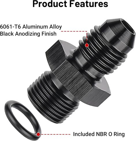 EVIL ENERGY 6AN Male Flare to M16 x 1.5mm Male Metric Fitting Adapter Aluminium Alloy 1PC in Saudi Arabia