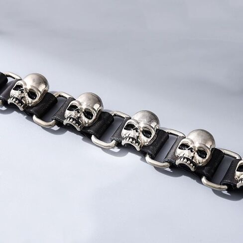 Leather Skull Bracelet for Men Gothic Punk Bracelets Vintage Black Bracelet Cuff Jewelry Wristband for Festival in Saudi Arabia