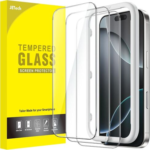 JETech Screen Protector for iPhone 16 6.1-Inch, Tempered Glass Film with Easy Installation Tool, Case-Friendly, HD Clear, 3-Pack in Saudi Arabia