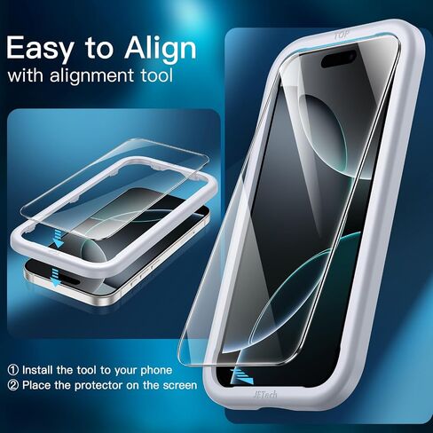 JETech Screen Protector for iPhone 16 6.1-Inch, Tempered Glass Film with Easy Installation Tool, Case-Friendly, HD Clear, 3-Pack in Saudi Arabia