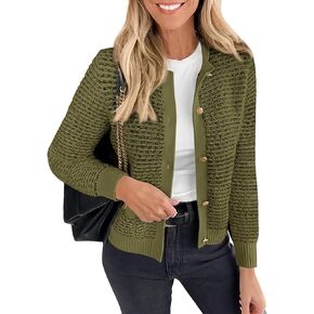 PRETTYGARDEN Women's Cardigan Sweaters 2024 Fall Long Sleeve Button Down Open Front Chunky Knitted Jackets Cute Outwear