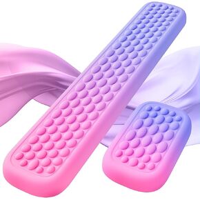 Lekvey Wrist Rest for Computer Keyboard, Fabric Memory Foam Keyboard Wrist Rest, Massage Design for Typing Pain Relief, Comfortable Keyboard Mouse Wrist Support for Office, Gaming,Computer, Gray Black