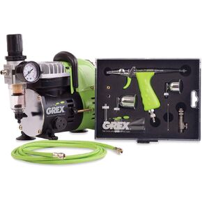 Grex GCK02 Airbrush Combo Kit with Tritium.TS3 Airbrush, AC1810-A Compressor, Accessories and DVD