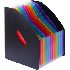 منظم ملفات الأكورديون القابل للتوسيع 13 جيبًا، 10 بوصة × 12 بوصة، مجلد بحجم A4/Letter قابل للتوسيع، منظم تخزين المستندات الدائم لسطح المكتب (13 جيبًا، غطاء أبيض وجيوب قوس قزح)