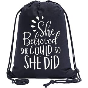 Drawstring Bag, She Believe She Could So She Did Backpack, Birthday Sport Pack Cinch Sack