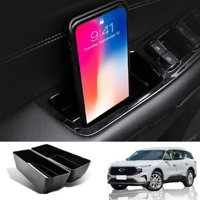 for Ford Edge 2015-2024 Front Door Storage Box Door Side Organizer Tray Handle Insert Protector Door Pockets Phone Container Armrest Organizer for Ford Edge Accessories (2 Pack), black