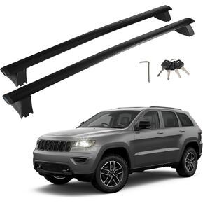 قضبان متقاطعة لرف السقف قابلة للقفل متوافقة مع ملحقات جراند شيروكي 2011-2021، وقضبان جانبية مخددة، وقضبان متقاطعة من الألومنيوم مضادة للصدأ لأمتعة البضائع على السطح ودراجات الكاياك والزورق in Kuwait