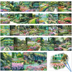 30pcs Dementia Products for Elderly Seniors Reusable Water Painting with 2 Painting Brushes Garden Dementia Activities Water Doodle Coloring Set for Alzheimers Drawing Gifts