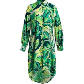 Draw String Asymmetrical Turndown Collar A Line Dresses