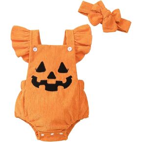 Goodplayer My First Halloween Baby Outfit Newborn Pumpkin Bubble Bodysuit Halloween Baby Girls Romper Clothes