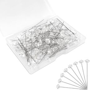 100PCS Sewing Pins Straight Pins Pink Pearl Ball Head Pins with Plastic Contain Box Bouquet Pins Bouquet Accessories Pearl Push Pins for Clothes DIY Sewing Craft Dressmaker Wedding Jewelry Decoration