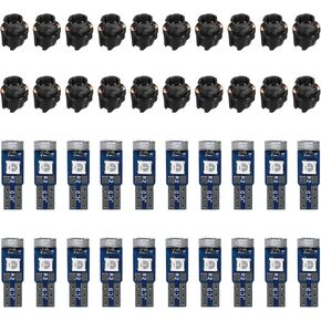 20 PCS T5 Led Lights for Car Dashboard, Super Bright Auto LED Bulb with Twist Lock Socket, Instrument Cluster Dashboard Panel Gauge Indicator Light Replacement, Car Accessories (White)