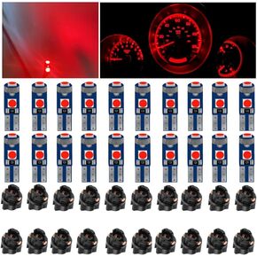 Led Bulb Dash Lights Super Red Bright, T5 74 37 LED Bulb with Twist Lock Socket PC74 PC37, for Car Dashboard Bulb Air Conditioning Light Clock Light Instrument Led Bulb 40pcs