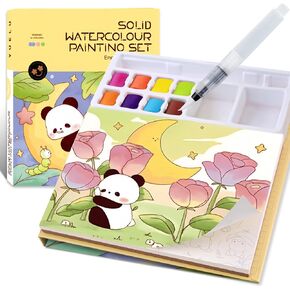Water Coloring Books for Toddlers, Mess Free Coloring Book with Paint Palette and Brush, Arts and Crafts for Kids Birthday Gift