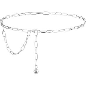 Molain Metal Women's Chain Belt, Adjustable Western Waist Chain Belt Fashion Waist Belt for Jeans Pants Dresses