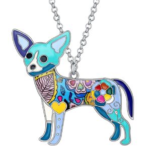 BONSNY Signature Dog Collection “Candy" Enamel Zinc Alloy Chihuahua Dog Statement Pendant Necklace