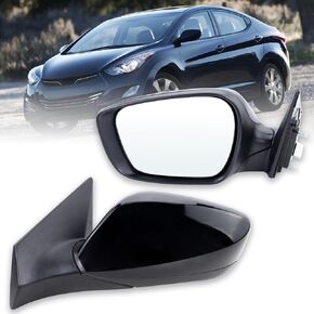 Right Passenger Side Mirror Compatible With 2011 2012 2013 Hyundai Elantra With Manual folding Power Glass Heated Black Replace#HY1321179(5Pins)