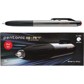 Pentonic GR-T Retractable Gel Pens, 10 Count, Blue Ink, 0.7 mm Fine Point, Smooth Writing For Journaling, Note Taking, Office & School (1002361)