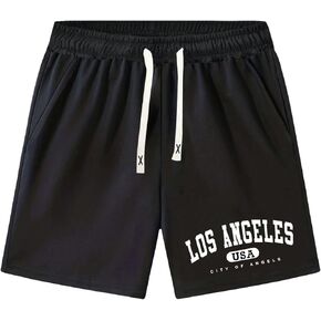 SOLY HUX Men's Graphic Elastic Shorts Drawstring Waist Track Short Casual Short Pants with Pockets