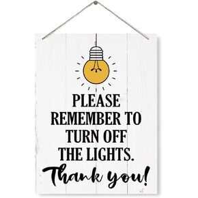 Please Remember to Turn Off the Lights Sign, Decorative Wood Plaque for Hanging, Home Office Wall Decor, Farmhouse Wooden Wall Plaque, Turn Off the Lights Rule Sign for Rental Properties