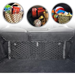 Rear Envelope Style Automotive Elastic Trunk Mesh Cargo Net for Volvo XC60 2017-2024 - Premium Trunk Organizer and Storage - Luggage Net for Crossover- Best Car Organizer for Volvo XC 60