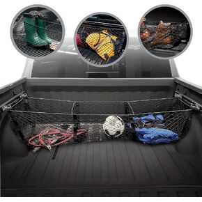 Envelope Style Trunk Cargo Net with 3 Pockets for Ram 1500 2019-2024 - Car Accessories - Premium Trunk Organizers and Storage - Cargo Net for SUV Truck - Best Carrier Organizer for Ram 1500