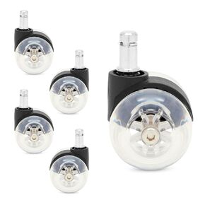 Set of 5 Office Chair Wheels 2", Plastic Caster Wheel Replacement for Desk Floor Carpet