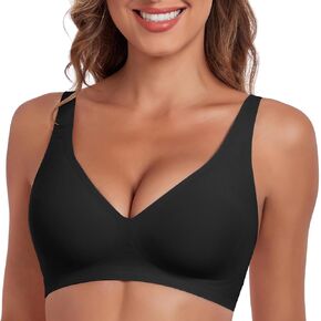 Women's Wireless Seamless Bras Deep V Push Up Bras Comfortable No Underwire Bralettes Supportive Plunge T Shirt Bra