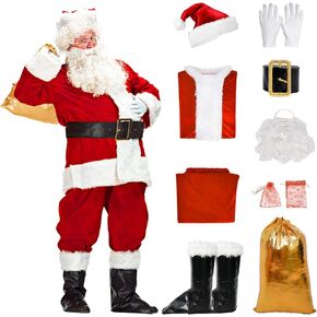 Santa Claus Costume Santa Suits for Men Santa Outfit for Christmas Cosplay Costume