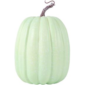 woshilaocai 8 Inch Artificial Foam Pumpkin Fall Decoration Faux Pumpkins for Harvest Autumn Season Festive Tabletop (White&Golden)